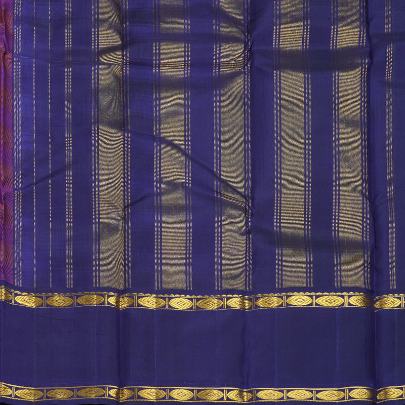 Hayagrivas Handloom Pink &amp; Orange Checks Kanjivaram Silk Saree with Navy Blue Border KBF638G8-1