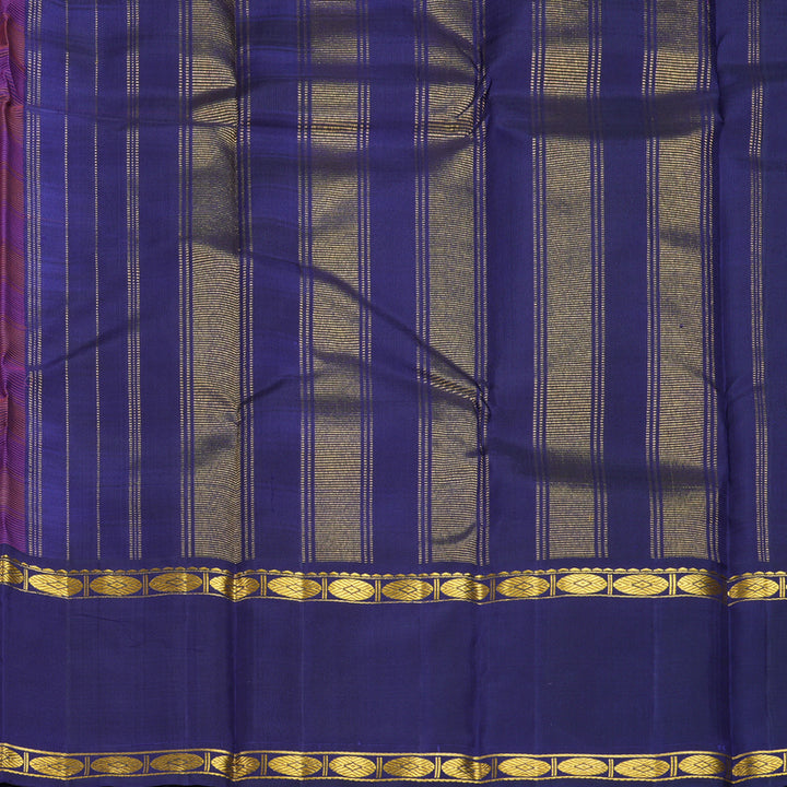 Hayagrivas Handloom Pink &amp; Orange Checks Kanjivaram Silk Saree with Navy Blue Border KBF638G8-1