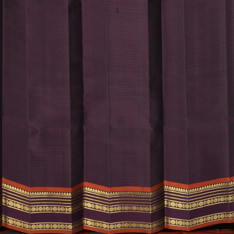 Hayagrivas Handloom Olive Green Kanjivaram Silk Saree with Plum Purple Border KBF644G1-12