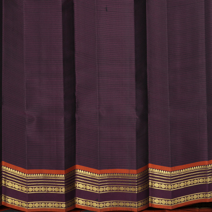 Hayagrivas Handloom Olive Green Kanjivaram Silk Saree with Plum Purple Border KBF644G1-12