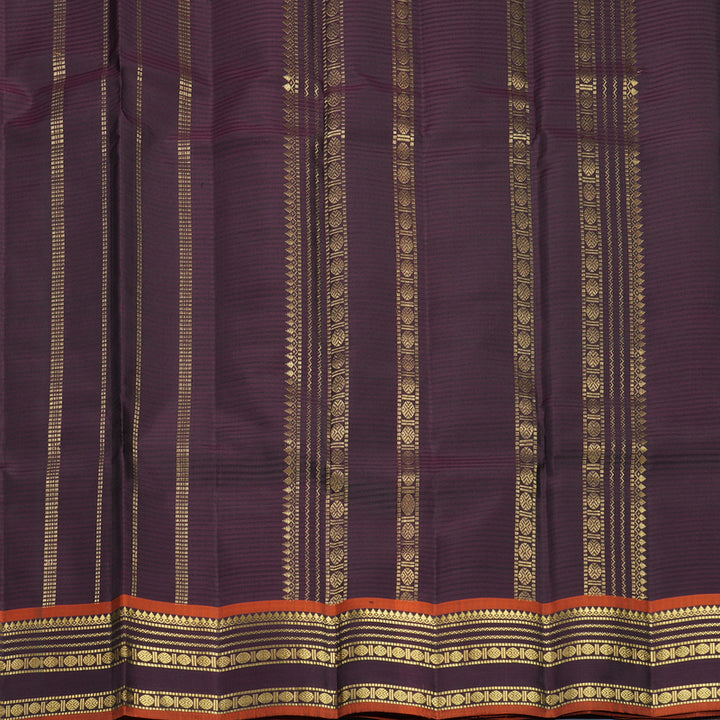 Hayagrivas Handloom Olive Green Kanjivaram Silk Saree with Plum Purple Border KBF644G1-12