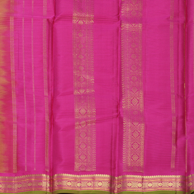 Hayagrivas Handloom Rust Orange Kanjivaram Silk Saree with Pink Border KBF644G1-2