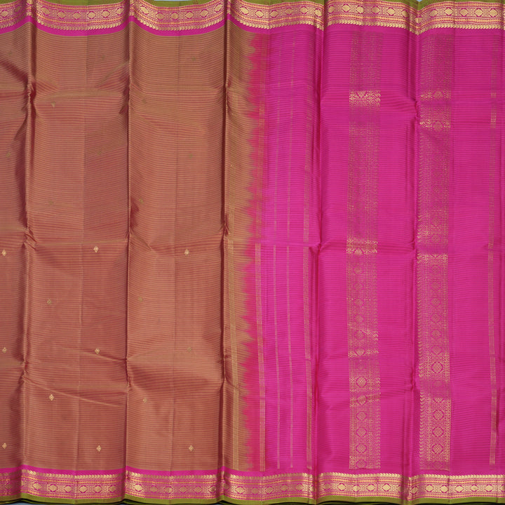 Hayagrivas Handloom Rust Orange Kanjivaram Silk Saree with Pink Border KBF644G1-2