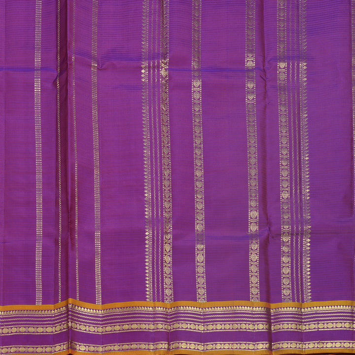 Hayagrivas Handloom Rust Orange Kanjivaram Silk Saree with Purple Border KBF644G1-6