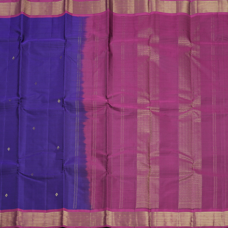 Hayagrivas Handloom Purplish-Blue Kanjivaram Silk Saree with Purple Border KBF644G1-8