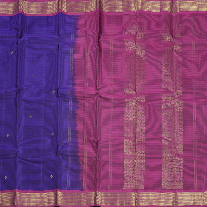Hayagrivas Handloom Purplish-Blue Kanjivaram Silk Saree with Purple Border KBF644G1-8