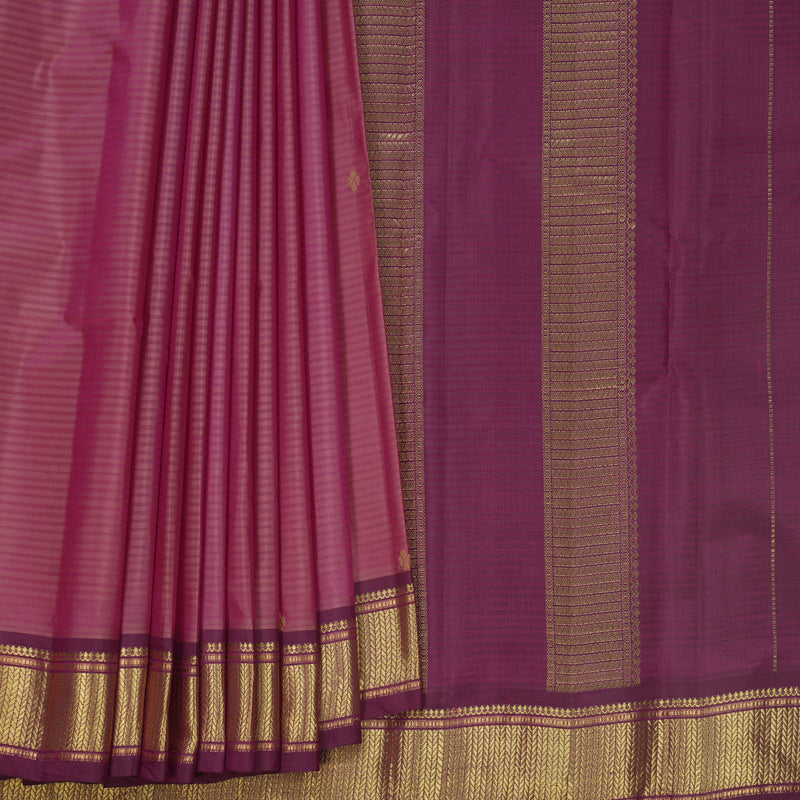 Hayagrivas Handloom Pink Kanjivaram Silk Saree with Vadamalli Purple Border KBF644G1-9