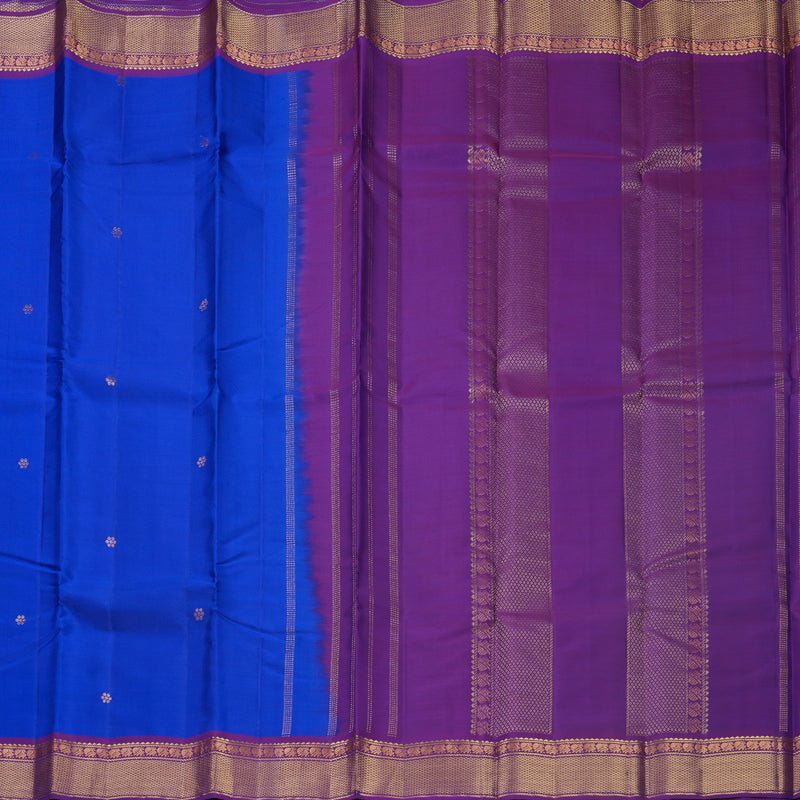 Hayagrivas Handloom MS Blue Kanjivaram Silk Saree with Purple Border KBF644G2-10