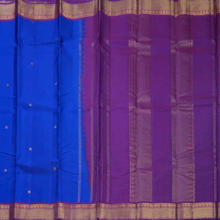 Hayagrivas Handloom MS Blue Kanjivaram Silk Saree with Purple Border KBF644G2-10