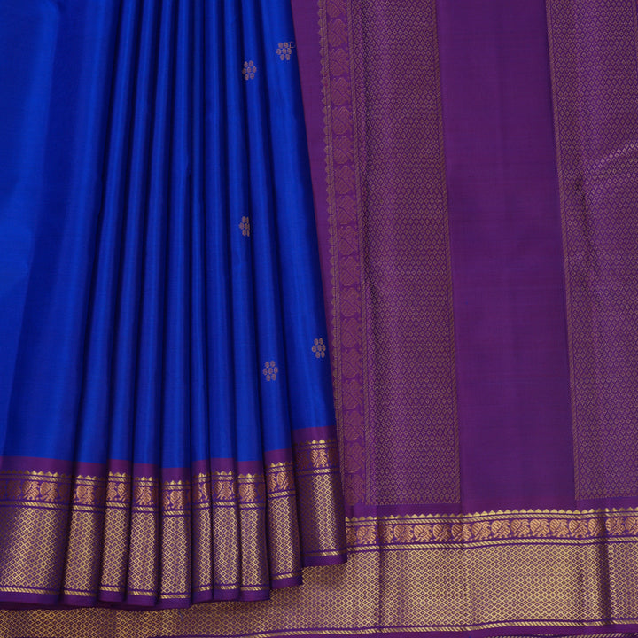 Hayagrivas Handloom MS Blue Kanjivaram Silk Saree with Purple Border KBF644G2-10