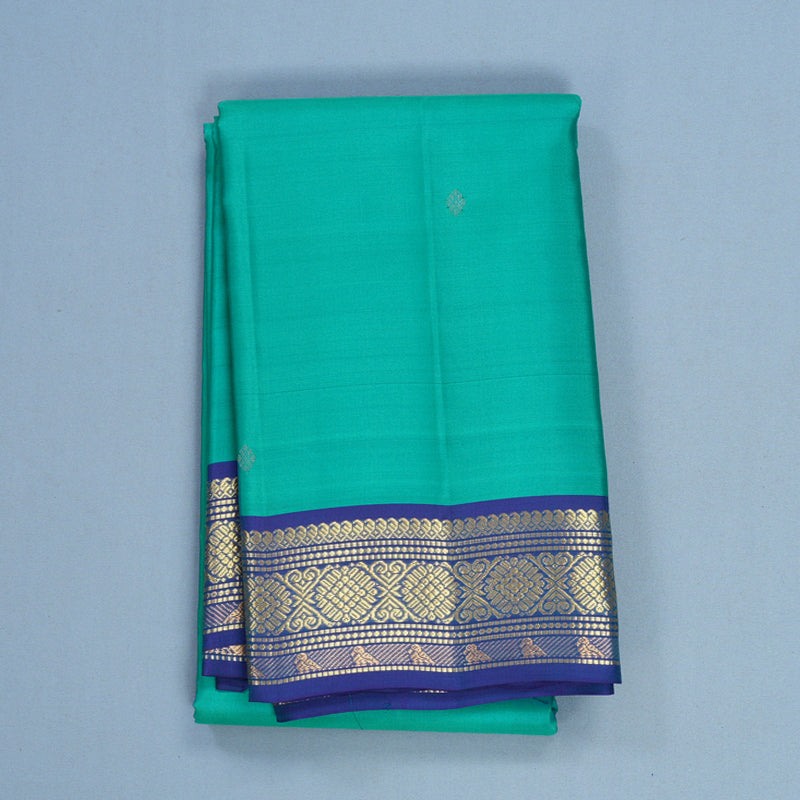 Hayagrivas Handloom Sea Green Kanjivaram Silk Saree with Peacock Blue Border KBF644G2-12