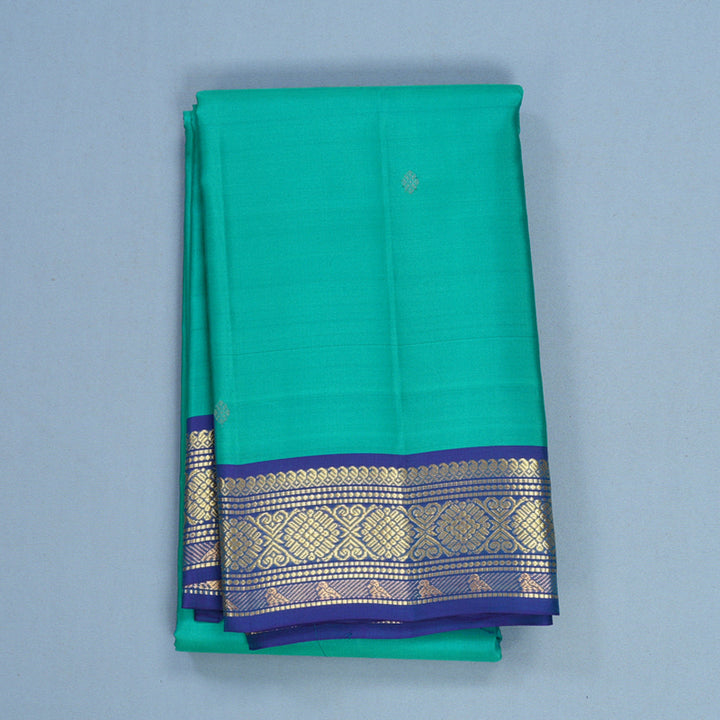Hayagrivas Handloom Sea Green Kanjivaram Silk Saree with Peacock Blue Border KBF644G2-12