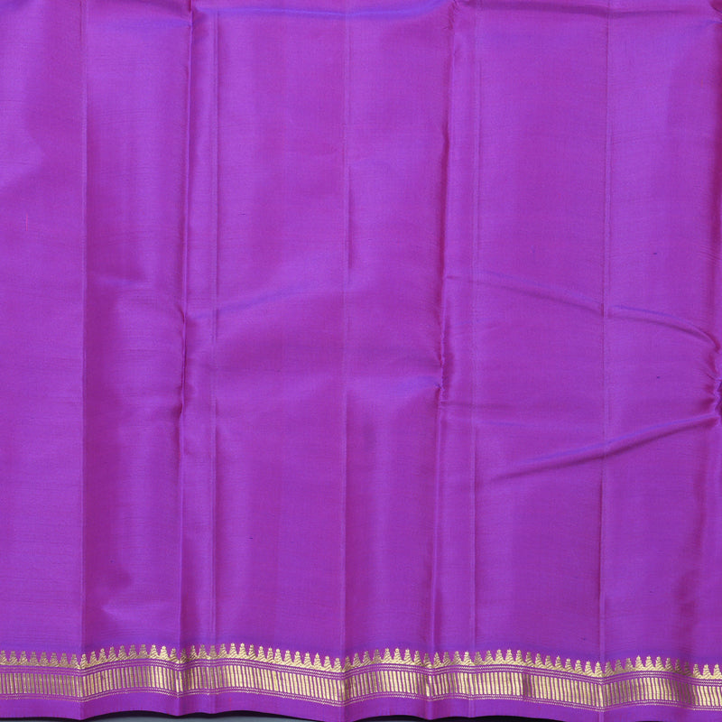 Hayagrivas Handloom Orangish-Pink Kanjivaram Silk Saree with Purple Border KBF644G2-15