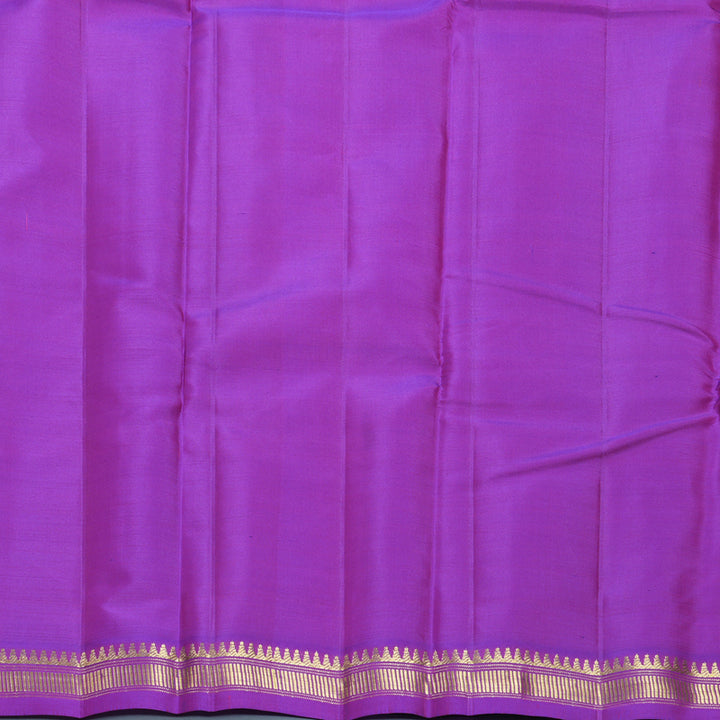 Hayagrivas Handloom Orangish-Pink Kanjivaram Silk Saree with Purple Border KBF644G2-15