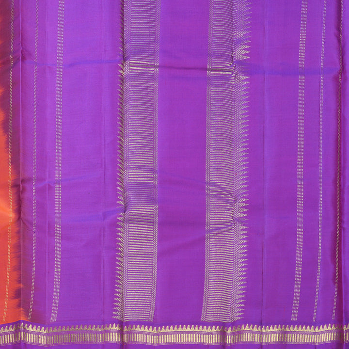 Hayagrivas Handloom Orangish-Pink Kanjivaram Silk Saree with Purple Border KBF644G2-15