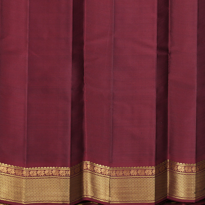 Hayagrivas Handloom Greige Kanjivaram Silk Saree with Araku Maroon Border KBF644G2-18