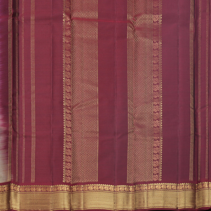 Hayagrivas Handloom Greige Kanjivaram Silk Saree with Araku Maroon Border KBF644G2-18
