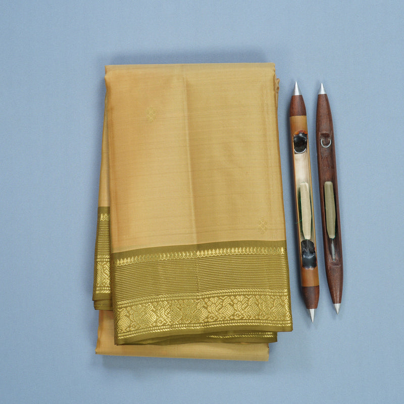 Hayagrivas Handloom Pale Yellow Kanjivaram Silk Saree with Mehandi Green Border KBF644G2-20