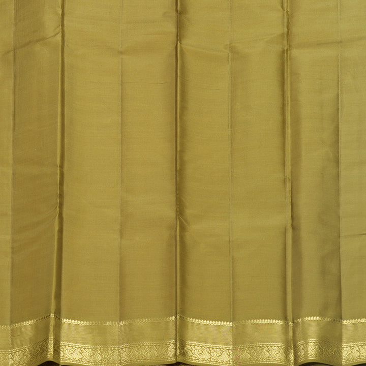 Hayagrivas Handloom Pale Yellow Kanjivaram Silk Saree with Mehandi Green Border KBF644G2-20