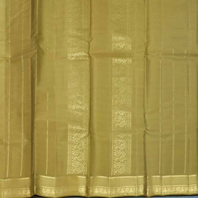 Hayagrivas Handloom Pale Yellow Kanjivaram Silk Saree with Mehandi Green Border KBF644G2-20