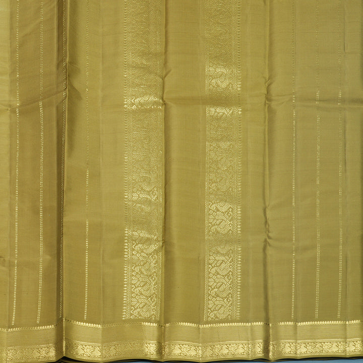 Hayagrivas Handloom Pale Yellow Kanjivaram Silk Saree with Mehandi Green Border KBF644G2-20