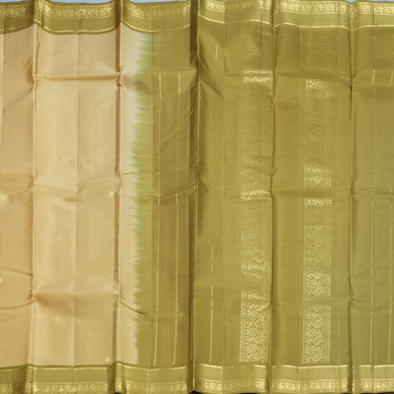 Hayagrivas Handloom Pale Yellow Kanjivaram Silk Saree with Mehandi Green Border KBF644G2-20