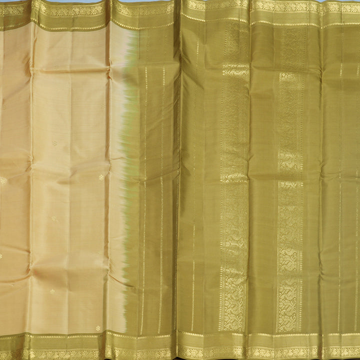 Hayagrivas Handloom Pale Yellow Kanjivaram Silk Saree with Mehandi Green Border KBF644G2-20