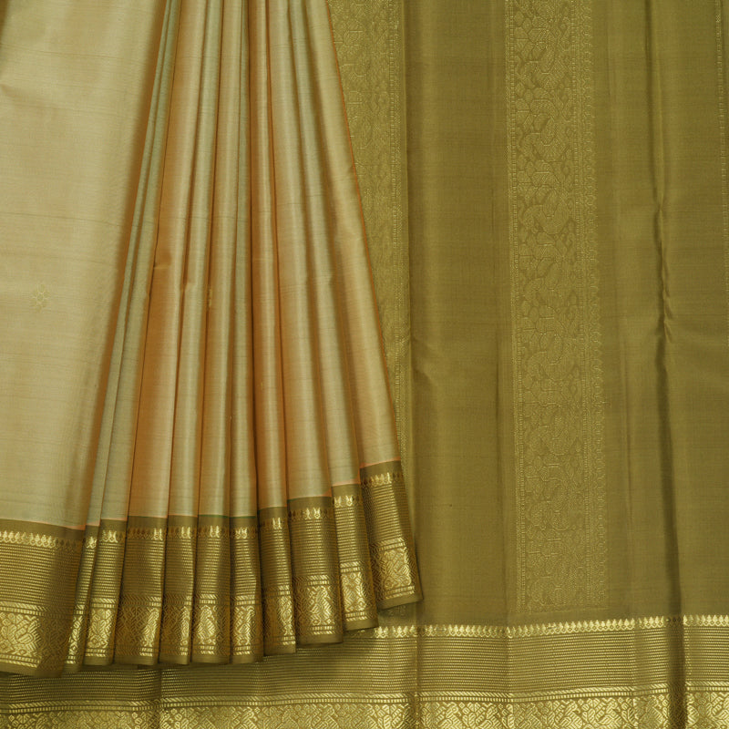 Hayagrivas Handloom Pale Yellow Kanjivaram Silk Saree with Mehandi Green Border KBF644G2-20