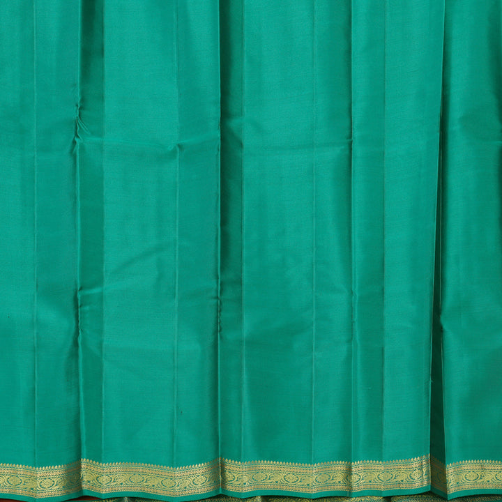 Hayagrivas Handloom Rust Orange Kanjivaram Silk Saree with Peacock Green Border KBF644G2-21