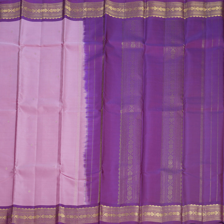 Hayagrivas Handloom Lotus Pink Kanjivaram Silk Saree with Purple Border KBF644G2-22