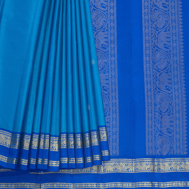 Hayagrivas Handloom Sky Blue Kanjivaram Silk Saree with Anandha Blue Border KBF644G2-29