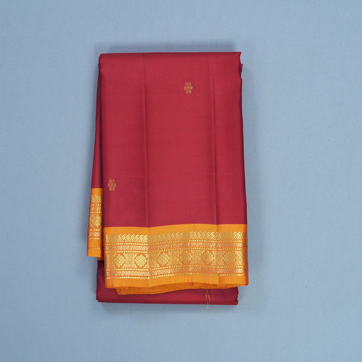 Hayagrivas Handloom Red Kanjivaram Silk Saree with Golden Orange Border KBF644G2-3
