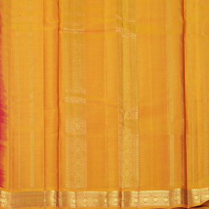 Hayagrivas Handloom Red Kanjivaram Silk Saree with Golden Orange Border KBF644G2-3