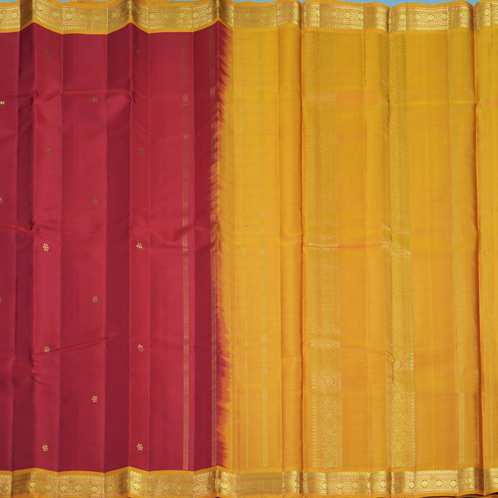 Hayagrivas Handloom Red Kanjivaram Silk Saree with Golden Orange Border KBF644G2-3