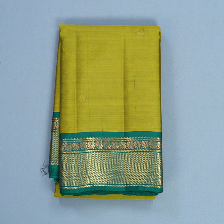 Hayagrivas Handloom Lime Green Kanjivaram Silk Saree with Rama Green Border KBF644G2-6