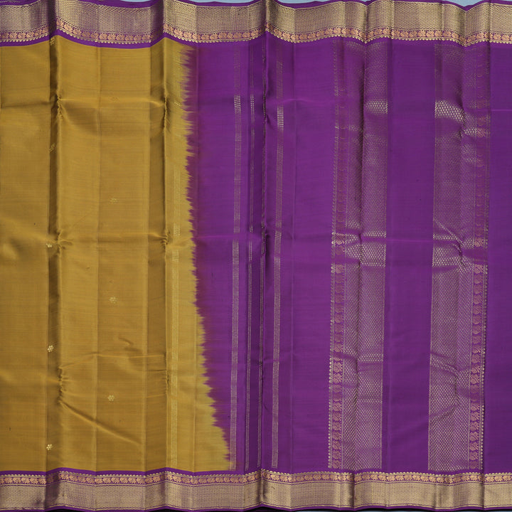 Hayagrivas Handloom Honey Mustard Kanjivaram Silk Saree with Purple Border KBF644G2-7