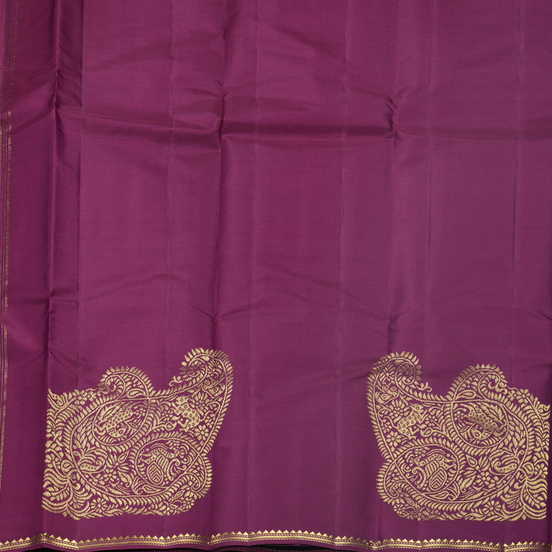 Hayagrivas Handloom Orange &amp; Pink Checks Kanjivaram Silk Saree KBF644G4-6