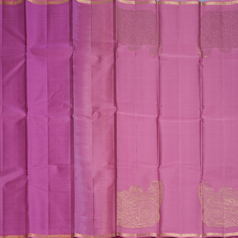 Hayagrivas Handloom Pink &amp; Purple Checks Kanjivaram Silk Saree with Pink Border KBF644G4-7