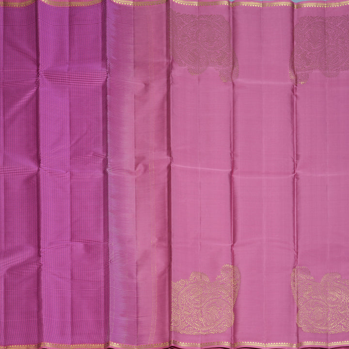 Hayagrivas Handloom Pink &amp; Purple Checks Kanjivaram Silk Saree with Pink Border KBF644G4-7
