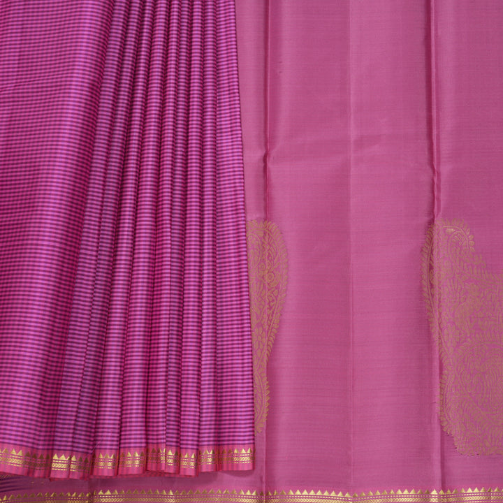 Hayagrivas Handloom Pink &amp; Purple Checks Kanjivaram Silk Saree with Pink Border KBF644G4-7