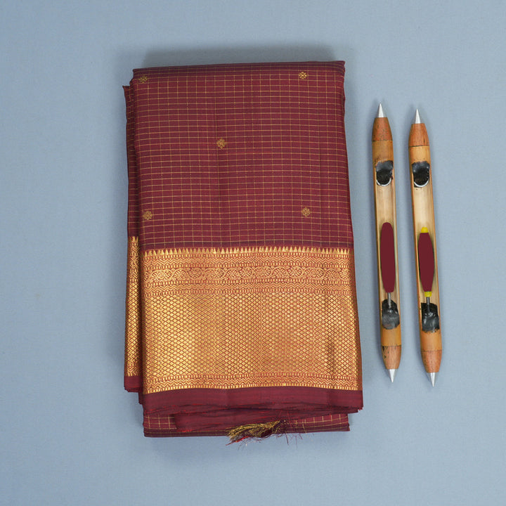 Hayagrivas Handloom Wine Maroon Kanjivaram Silk Saree KBF645G1-4