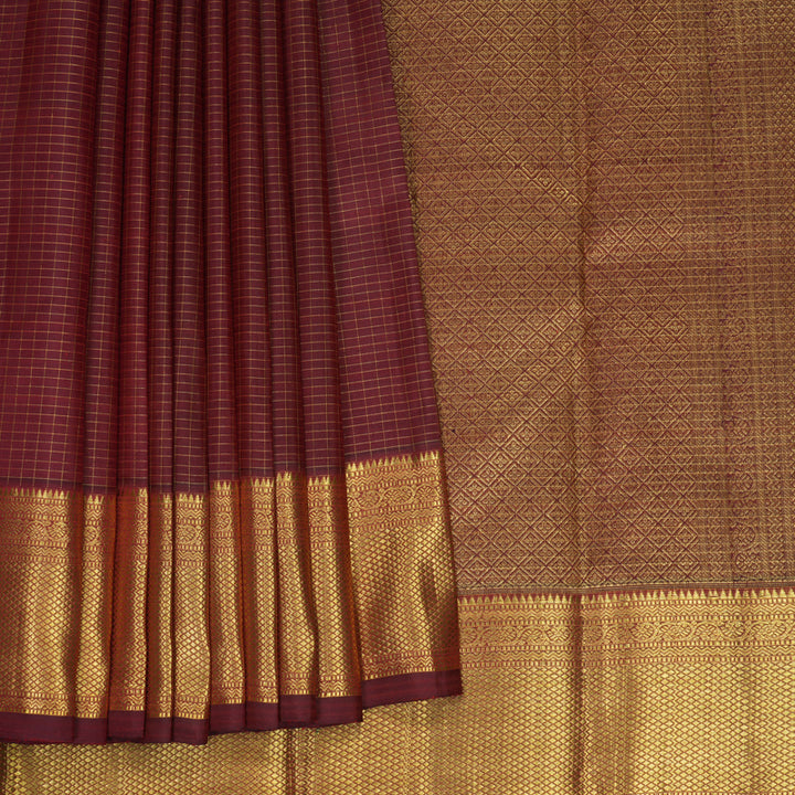 Hayagrivas Handloom Wine Maroon Kanjivaram Silk Saree KBF645G1-4