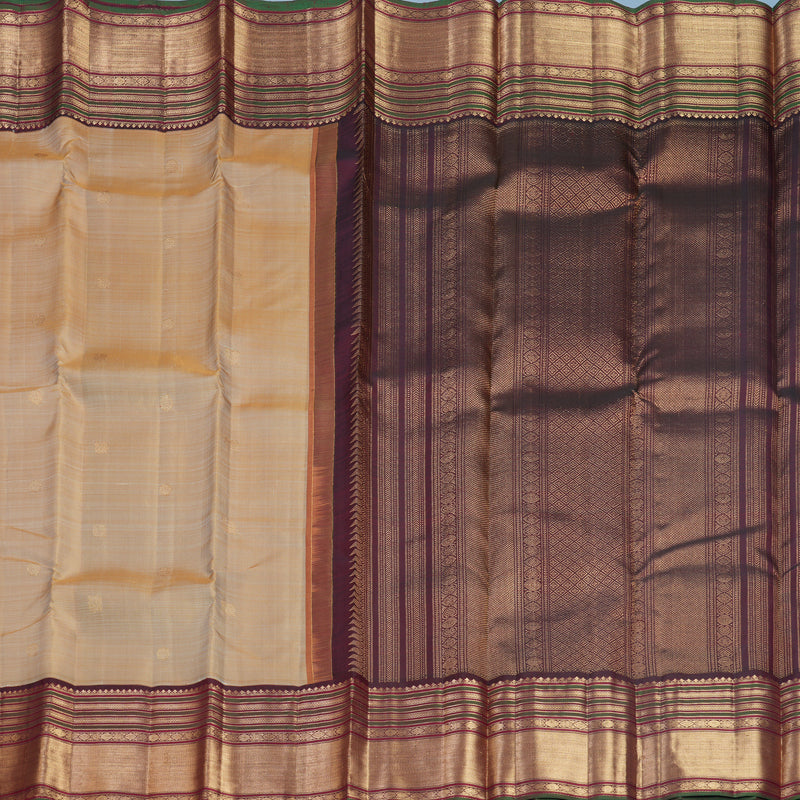 Hayagrivas Handloom Beige Kanjivaram Silk Saree with Araku Red Border KBF645G16-2