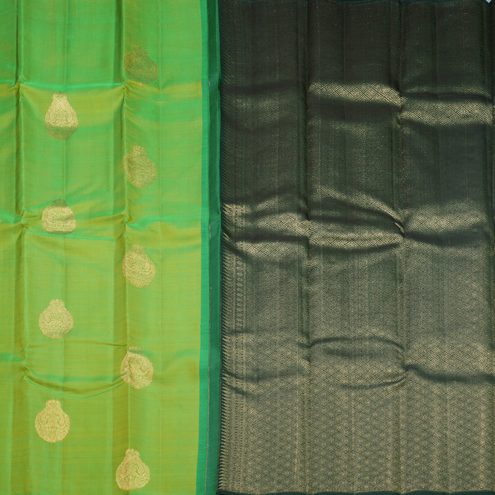 Hayagrivas Handloom Fluorescent Green Kanjivaram Silk Saree KBF645G20-1