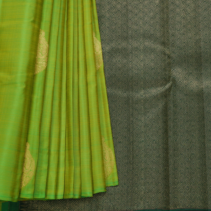 Hayagrivas Handloom Fluorescent Green Kanjivaram Silk Saree KBF645G20-1