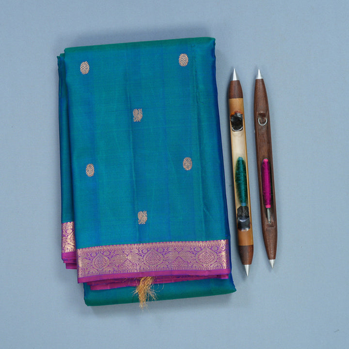 Hayagrivas Handloom Mayilkazhuthu Kanjivaram Silk Saree with Purple Border KBF645G22-1