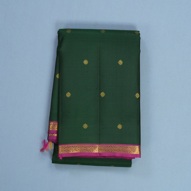 Hayagrivas Handloom Bottle Green Kanjivaram Silk Saree with Purple Border KBF645G3-1