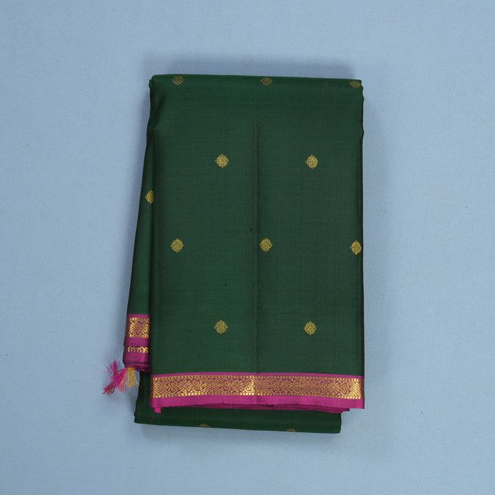 Hayagrivas Handloom Bottle Green Kanjivaram Silk Saree with Purple Border KBF645G3-1