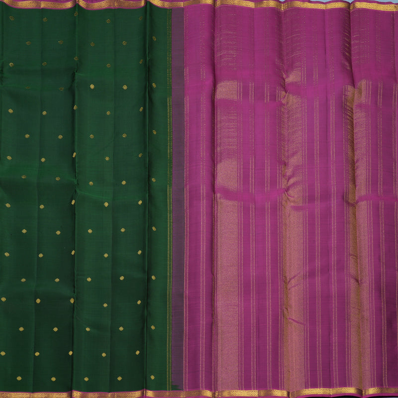 Hayagrivas Handloom Bottle Green Kanjivaram Silk Saree with Purple Border KBF645G3-1