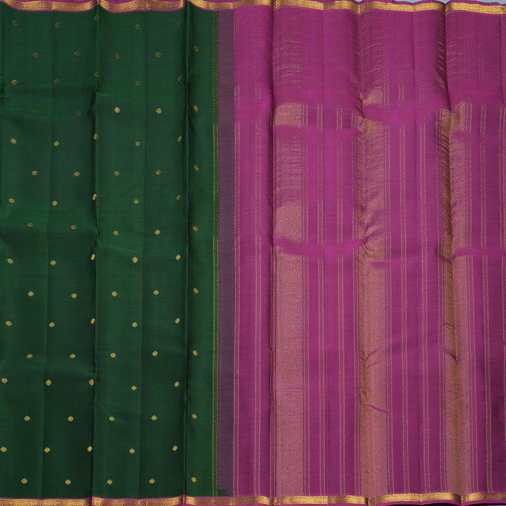 Hayagrivas Handloom Bottle Green Kanjivaram Silk Saree with Purple Border KBF645G3-1